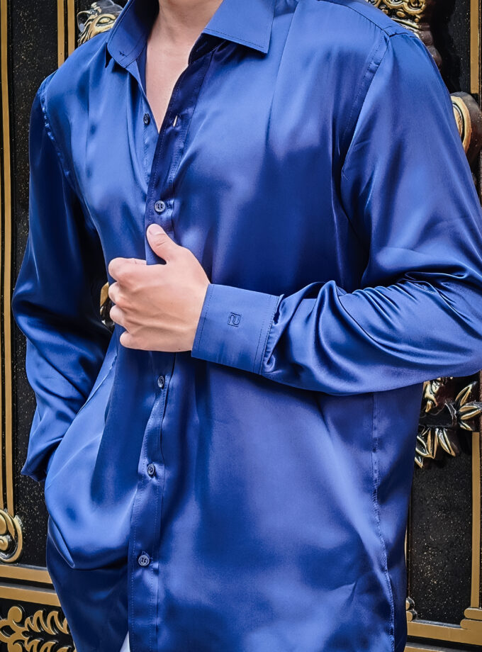 Classic Silk Shirt - Navy Blue