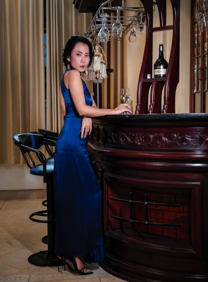 Silk Gown — Navy Blue